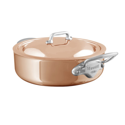 Mauviel M'6 S Copper Rondeau With Lid, Cast Stainless Steel Handles, 3.2-Qt