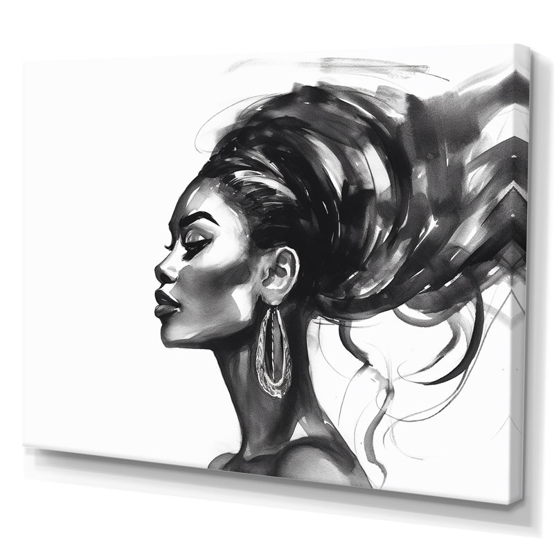Femme afro-américaine Pierce V sur toile, Toile tendue, H 16 po x l 32 po x P 1 po