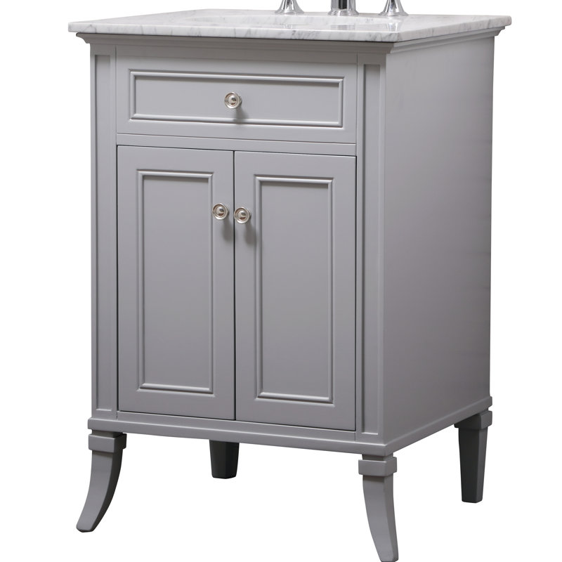 Ensemble de meuble-lavabo simple 24 po Inverleigh, Carrare blanc, Chrome, Gris