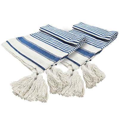 50X60" Brighton Blue Striped Throw Blanket, 2 Pack
