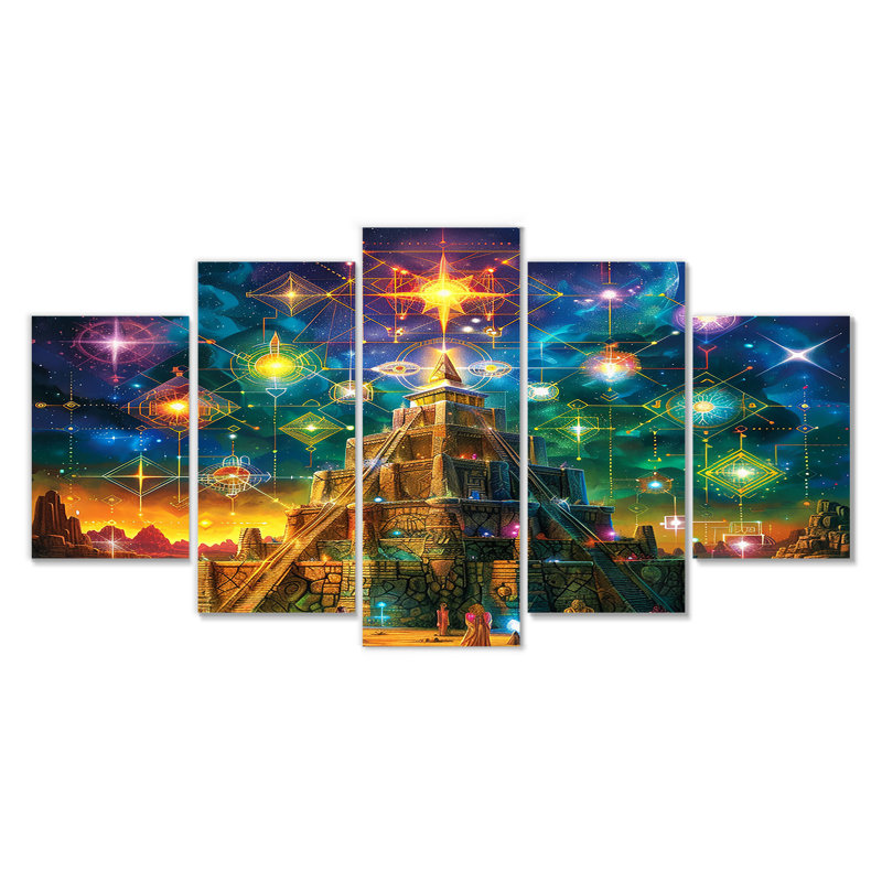 Markece - Toile d'art paysage abstrait 5 pièces, H 32 po x l 60 po