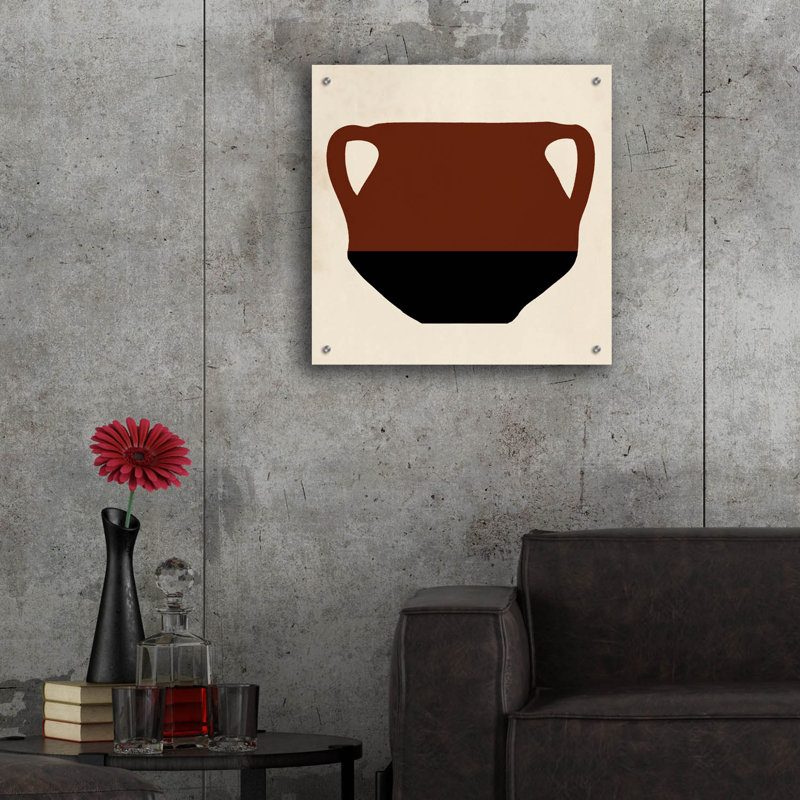  «Clay Pot 2» par Alonzo Saunders, art mural en verre acrylique, 24 po x 24 po, H 24 po x l 24 po
