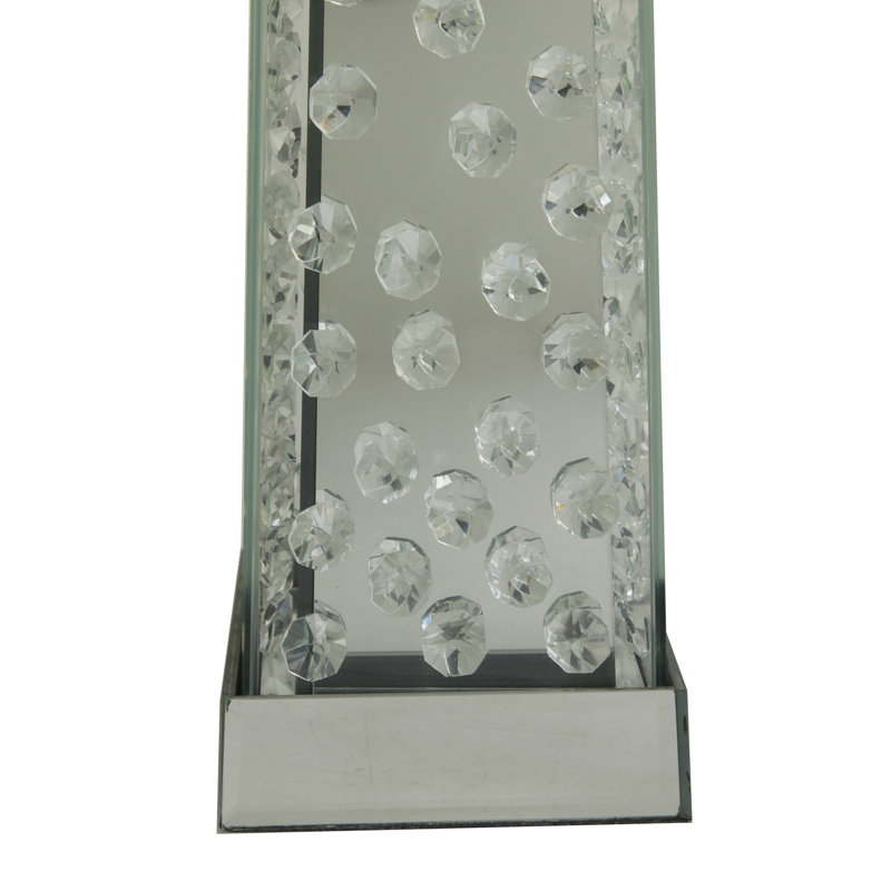 Bougeoir en bois manufacturé et en verre, H 18 po x l 4 po x P 4 po