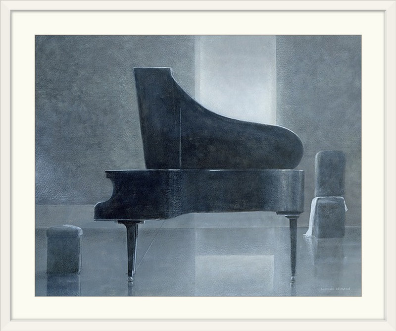 «Ankeus Black Piano, 2004» par Lincoln Seligman, reproduction d'art, H 20 po x l 23 po x P 1 po, Cadre blanc