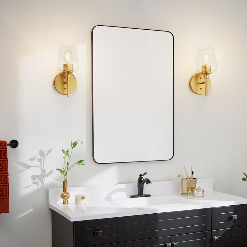 Luminaire de meuble-lavabo moderne avec abat-jour en verre transparent, lampe murale pour miroir, couloir, chambre à coucher, douille E26 et options de montage haut / bas