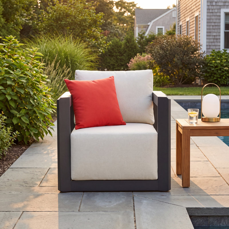 Corey Levia 2 Piece Powder-Coated Aluminum Outdoor Patio Club Chairs - Linen White