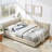 Brooks Velvet Tufted Bed with Backrest & Armrests-1090055502