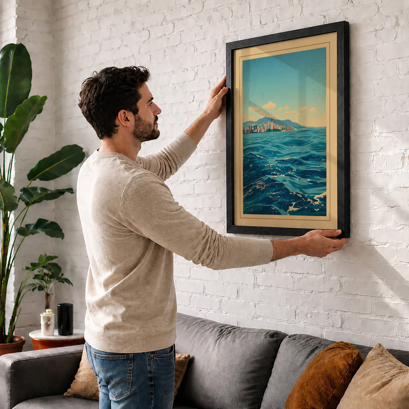 Waters Coastal - Framed Print, A2 - 59.4 x 42.0 cm, Oak