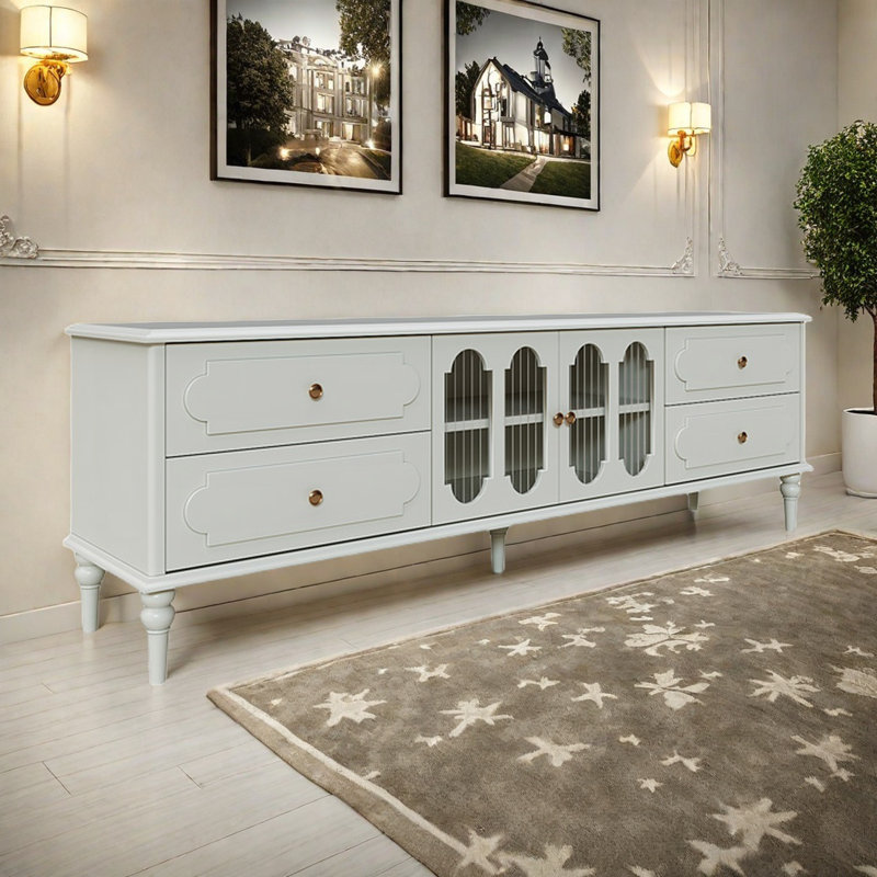 Cream-style TV cabinet, 22.40" H x 70.90" W x 15.70" D