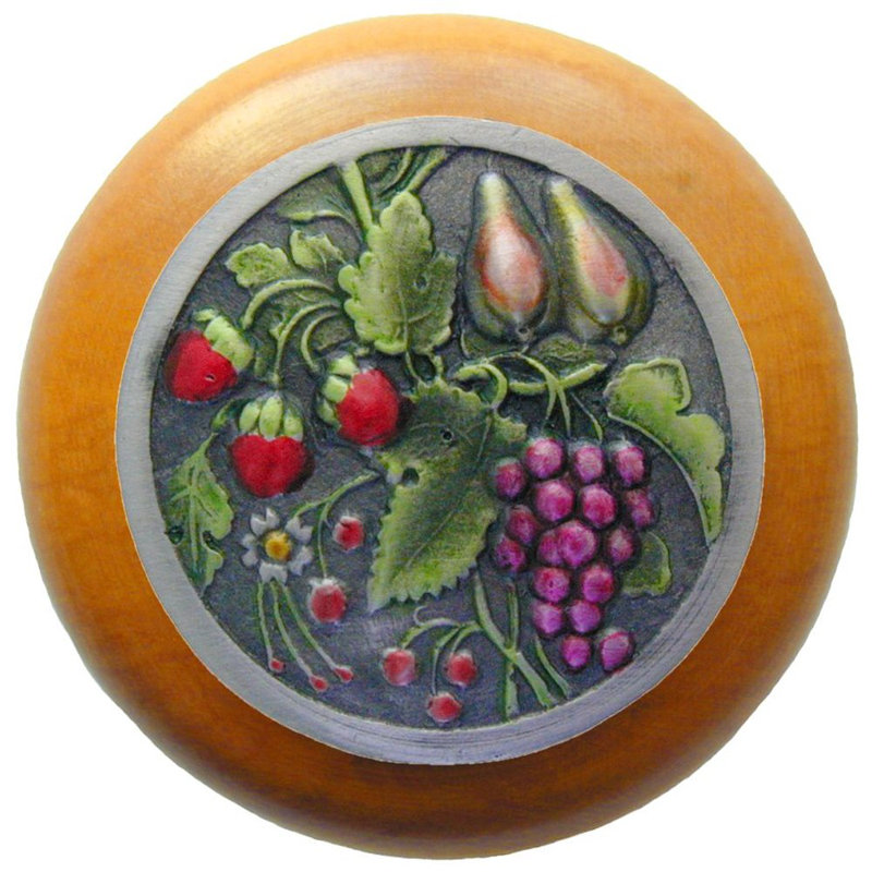 Poignée champignon 1,5 po de diamètre Tuscan, Étain teinté à la main / bois d'érable