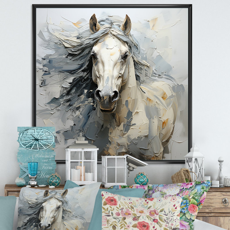 Fantaisie, cheval féminin I - impression sur toile, Cadre flottant noir, H 24 po x l 24 po x P 1 po