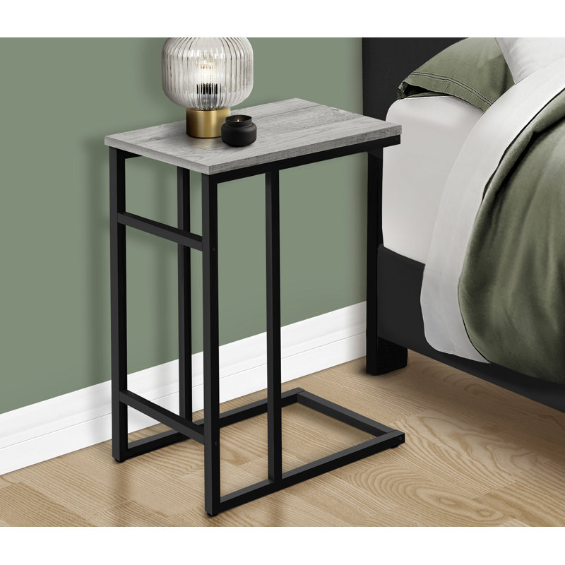 Table d'appoint, en forme de C, bout, côté, collation, stratifié gris, métal noir, contemporain, moderne, Grey