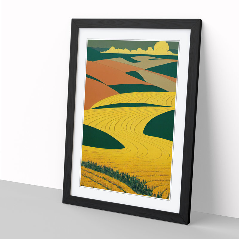 Wheat Field Art Deco Vol.2 1 Piece Single Picture Frame Wall Art, 34cm H x 25cm W x 2cm D, Black