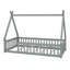 Lit simple en bois en forme de tente avec garde-corps-755344753