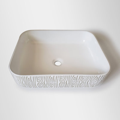Lavabo de salle de bain vasque rectangulaire en porcelaine vitrifiée blanche
