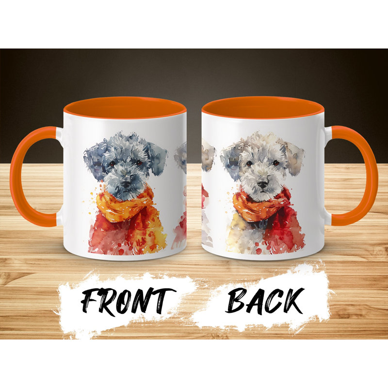 11oz Watercolour Basenji Dog Design Coffee Mug, Orange, 4