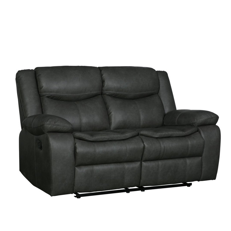 Apollonie 64'' Faux Leather Reclining Loveseat, Gray Faux Leather