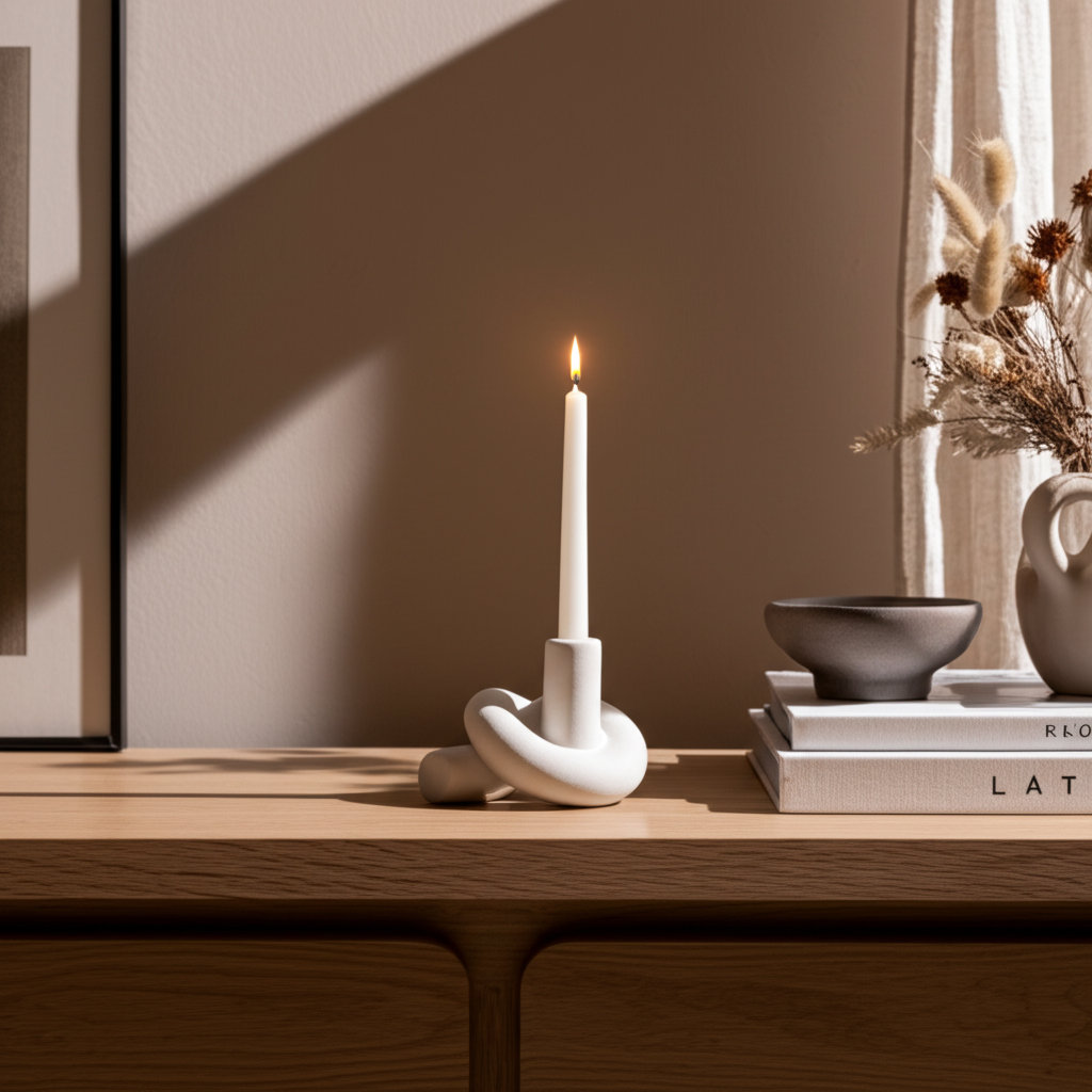 Stoneware Taper Candlestick Holder