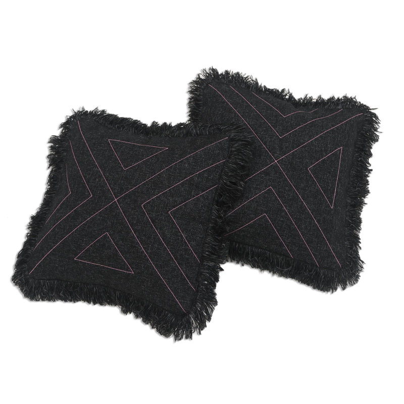 Housse de coussin en coton Triangle, Gris foncé