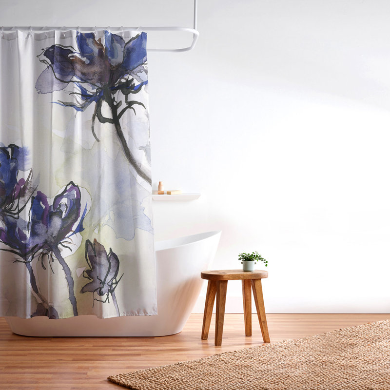 Rideau de douche Ginette Fine Art, Blanc floral 18