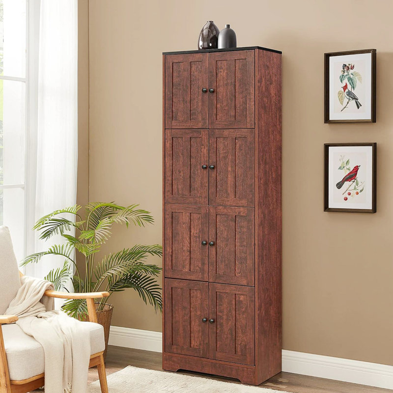 Armoire de rangement haute avec portes et 4 tablettes