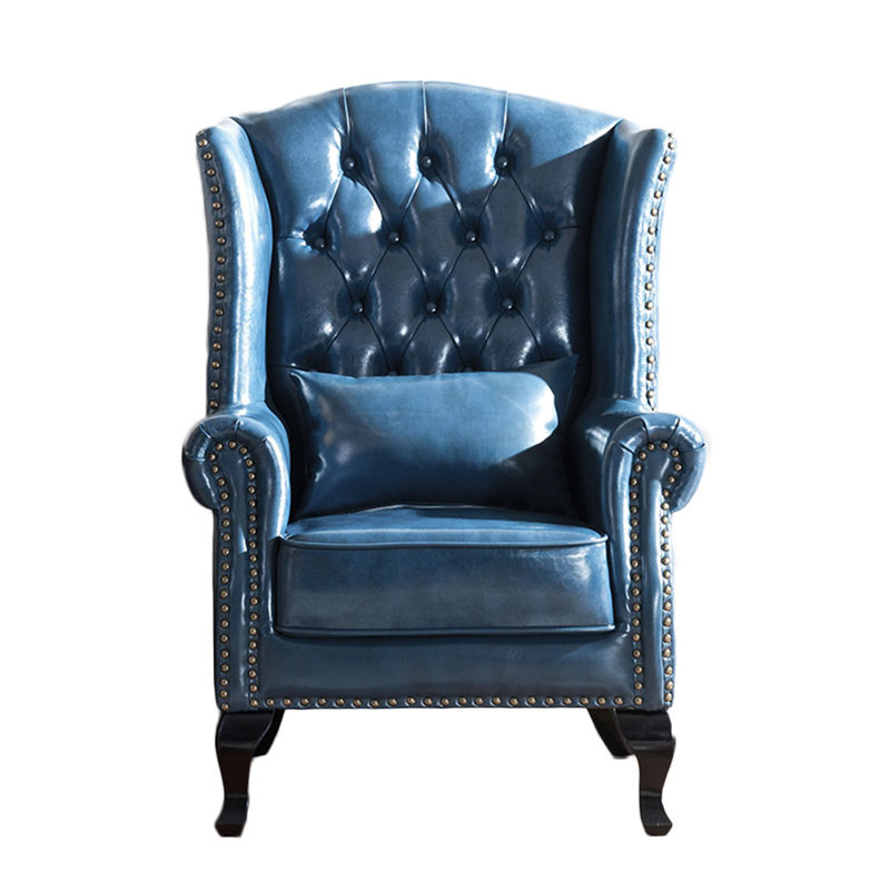 Élégant fauteuil inclinable en similicuir, Similicuir bleu
