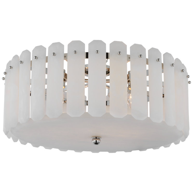 AERIN Bonnington Large Flush Mount, Polished Nickel, Alabaster