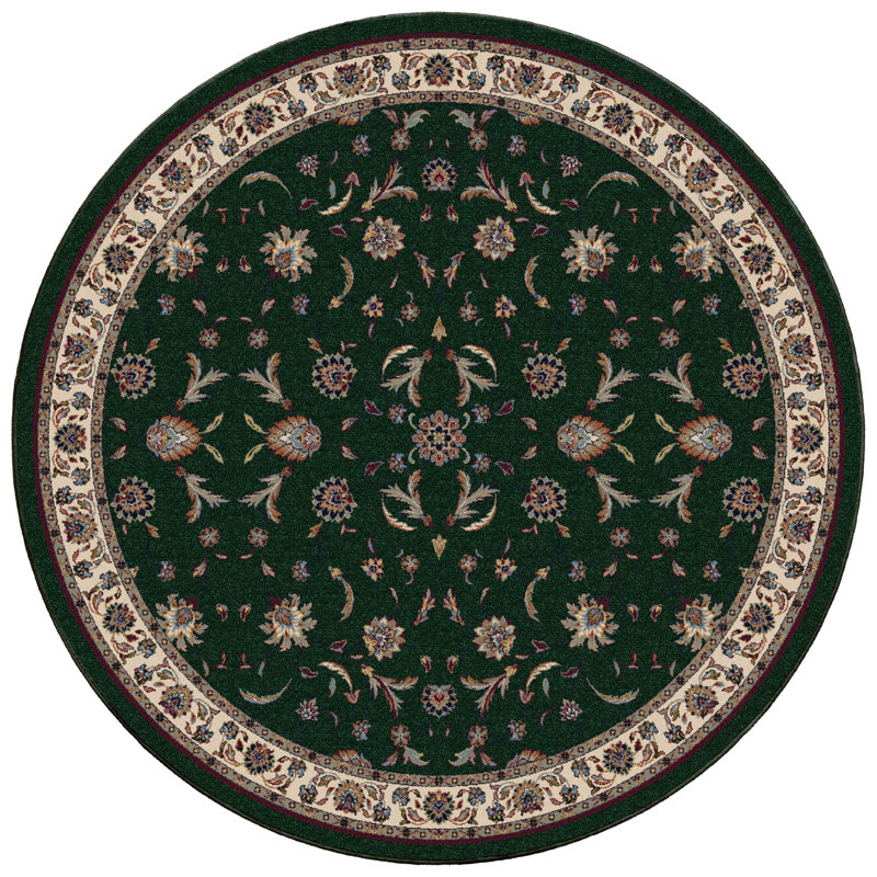 Alminus Isfahan Emerald Oriental Area Rug, Oval 5'4" x 7'8"