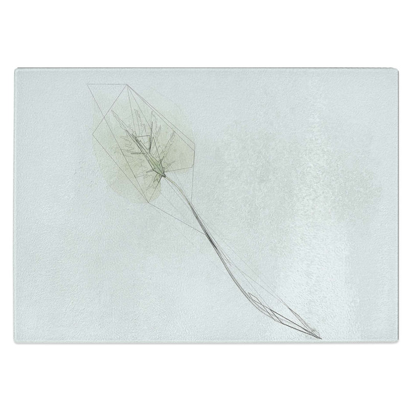 Tempered Glass Solitary Leaf Chopping Board, 28.5 cm W x 20 cm L