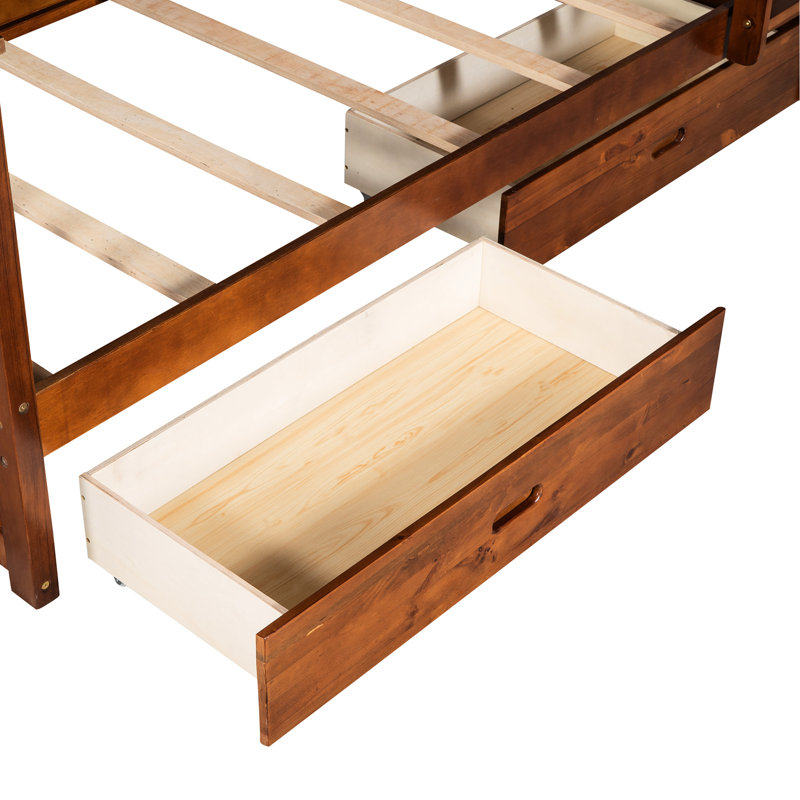 Lit superposé en noyer avec beaucoup de rangement - élégant pour les chambres Twintwin dans des échelles pour rehausser le décor de votre chambre à coucher