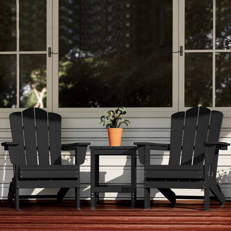 HDPE 3-piece Folding Adirondack Set, Black