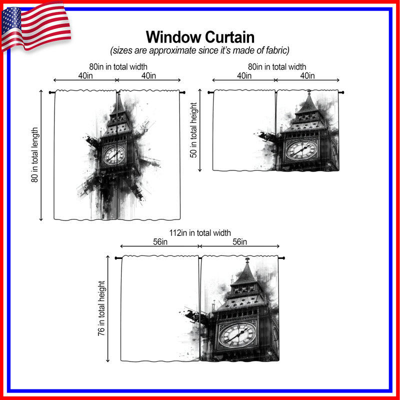 Tour de l'horloge Iconic, 40in x 61in - 2 panels, Room Darkening
