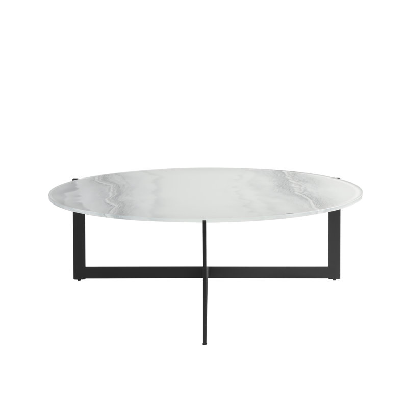 Table basse ronde moderne avec plateau en verre trempé Arendt