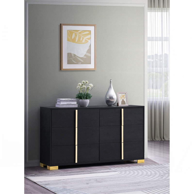 Commode 6 tiroirs Medici, Noir