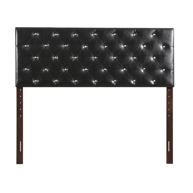 Tête de lit double en similicuir noir - Hauteur réglable 41 53 pouces rembourré de mousse Facile à nettoyer et à fixer sur le lit ou le mur