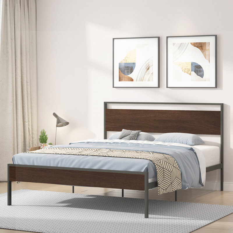 Mashud Platform Bed, Queen, Black/Cinamon