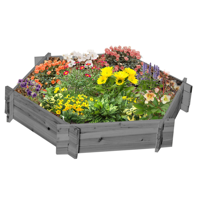 Lit de jardin surélevé en bois Outsunny, Gris