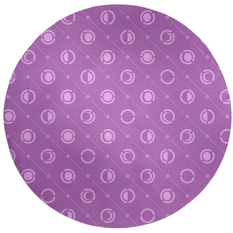 Tapis à phases de couleur mauve/mauve en forme de lune monochrome, Rond 5 pi