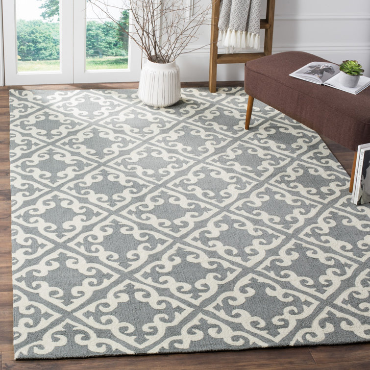 Tapis gris / ivoire crocheté à la main Ez Care