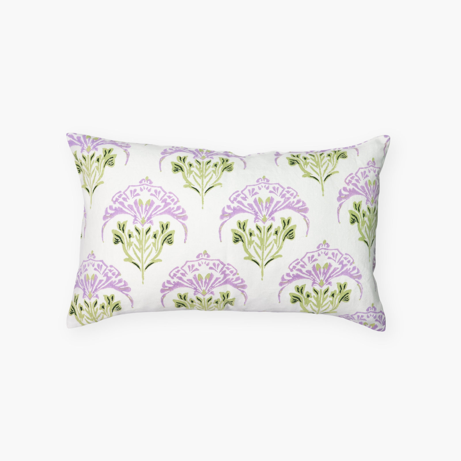 20" x 20" Linen Pillow Cover, Purple/Green Floral, Rectangle 12"H x 20"W