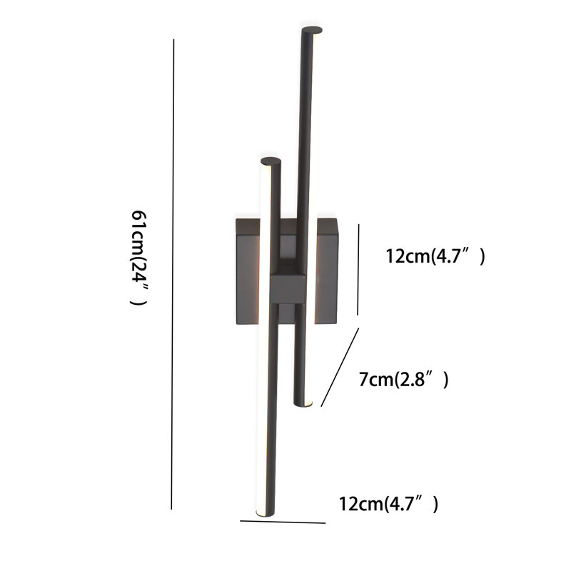 Jaasiel 2-Light 24 Inch LED Vanity Light Triac Dimmable, Black