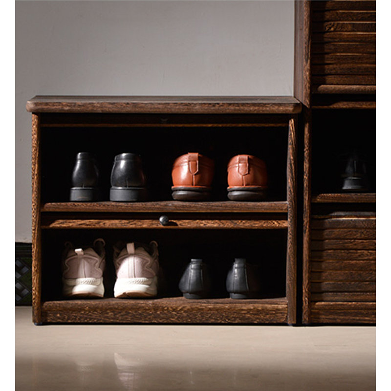 Solid Wood Slatted Shoe Storage Bench