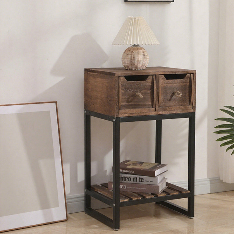 Console rectangulaire en bois massif noyer foncé