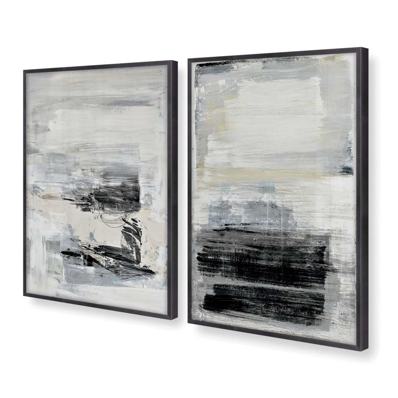 Ensemble de 2 impressions Waves of Neutral Energy, 14 po x 11 po, Cadre en zinc patiné, H 17,5 po x l 25,5 po x P 1,25 po