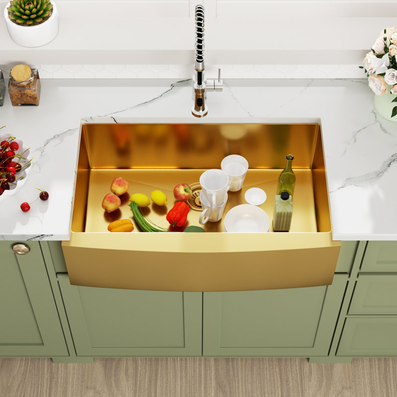 Évier de cuisine Gold, H 10 po x l 33 po x P 21 po, Gold
