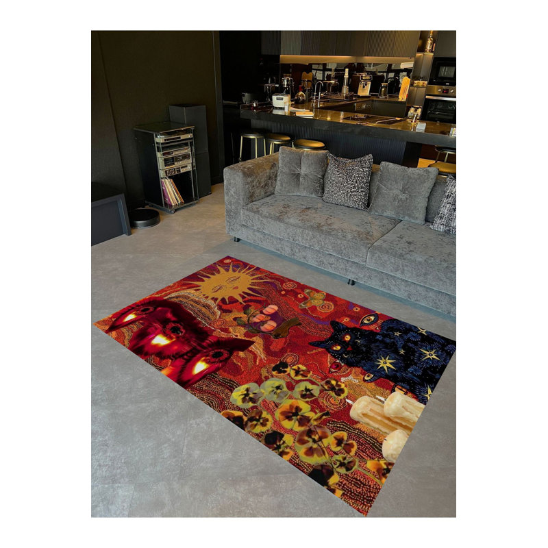 Tapis décoratif lavable à la machine Sun, Sous-tapis rectangulaire 3 pi 11 po x 5 pi 11 po i