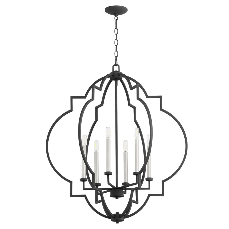 Dooley 6 - Light Dimmable Lantern Geometric Chandelier, Noir
