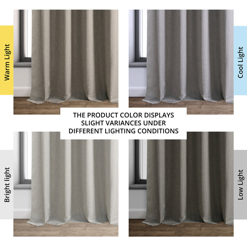Quint Italian Faux Linen Grommet Room Darkening Curtains for Bedroom & Living Room Curtains - Single Panel Drapes, Taupe Gray