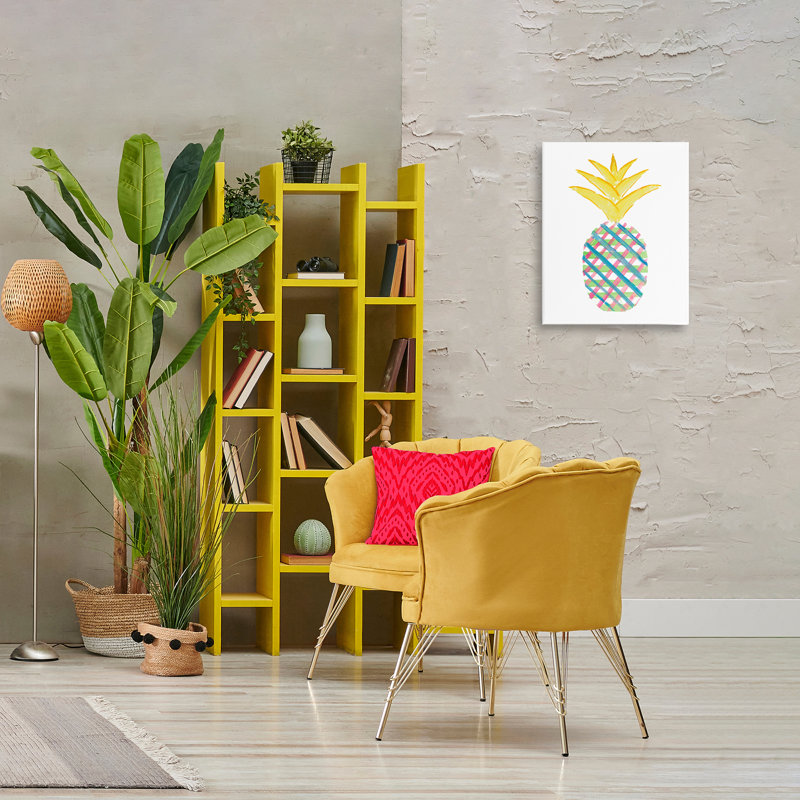 Toile à motif écossais à motif d'ananas par Julie DeRice, H 20 po x l 16 po