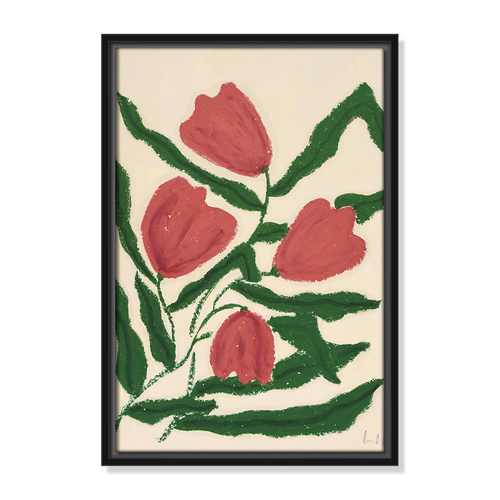 Colette "Red Tulips" Print by Camilla Bergqvist, Black, 19.5" H x 13.5" W